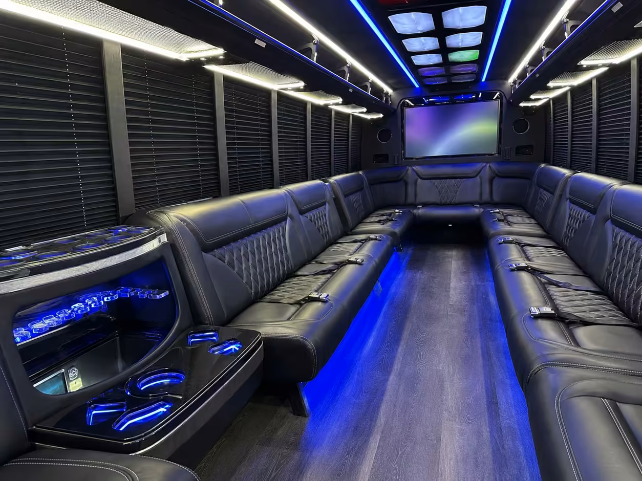25 passenger party bus inside