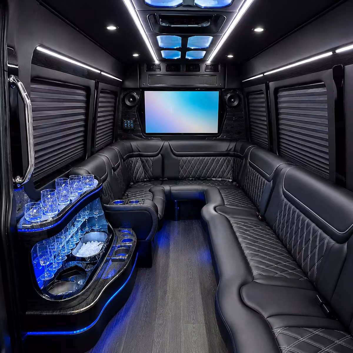 28 passenger party bus interior